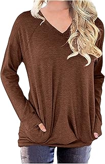 Women Shirts V Neck Long Sleeve Cotton Polyester Tops T-Shirt Basic Tees Womens Clothing Trendy 2023 Fall prime early prime early access deals early access prime deals canada prime early access