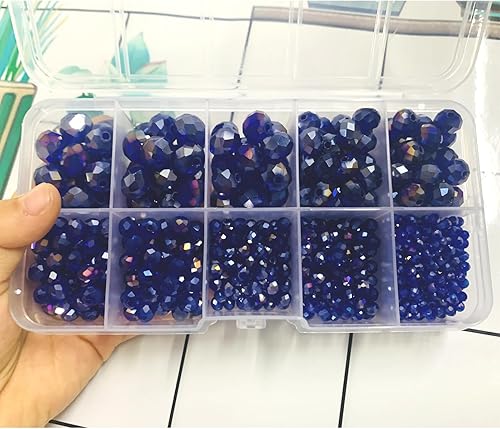 Miniatura 7 de Gocelyn Cuentas facetadas de cristal de color AB (azul rey), cuentas facetadas Rondelle surtidas, suministros variados, cuentas sueltas espaciadoras
