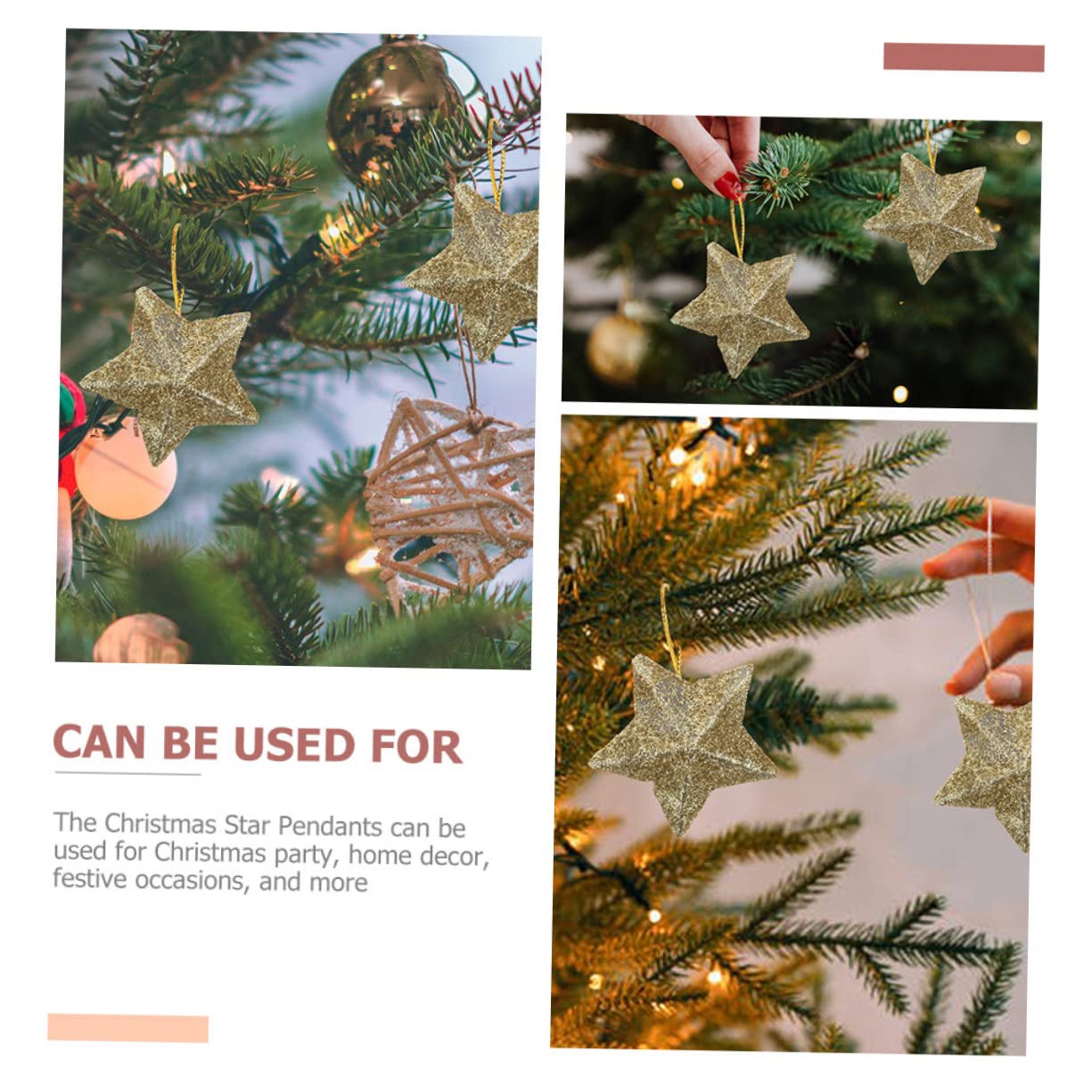 DECHOUS 150pezzi Ciondoli Natalizi Forma Di Stella Glitterata Per Decorazioni Da Appendere Accessori Festivi Per Albero Di Natale e Feste Di Natale