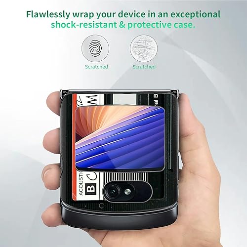 Miniatura 4 de Rossy Funda para Motorola Razr+ 2023  Funda de protección de policarbonato duro ultra delgada y ligera con patrón de casete de audio retro