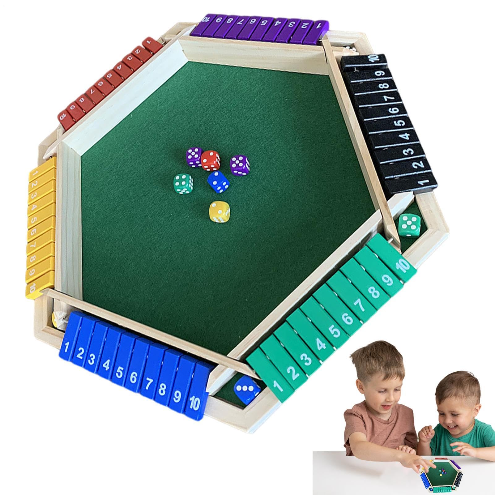 Shutter Box Dice Game - Pub Dice Game,Wooden Shutter Box For 6 Players - Waterproof Classic Tabletop & Pub Board For Kids, Adults, Family, Classroom