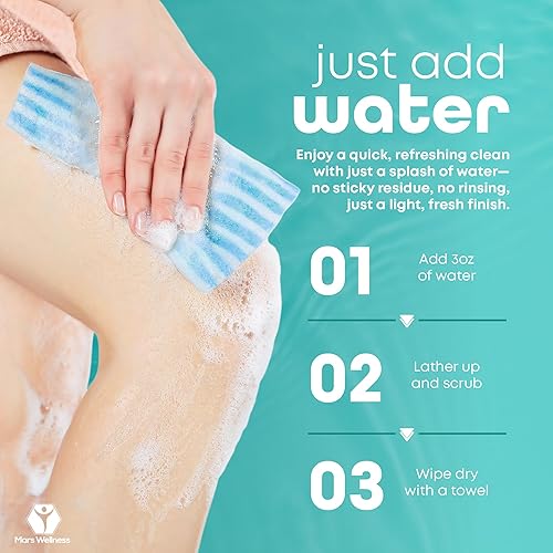 Miniatura 4 de Latherz - Toallitas de lavado y baño sin enjuague, solo tienes que añadir agua, esponja limpiadora de ducha, Latherz original, ducha seca con