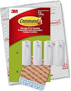 Command Sawtooth Picture Hangers, Damage Free Hanging Frame Hangers, No Tools Wall Hooks for Hanging Sawtooth Frames in Living Spaces, 4 White Picture Frame Hangers and 8 Command Strips