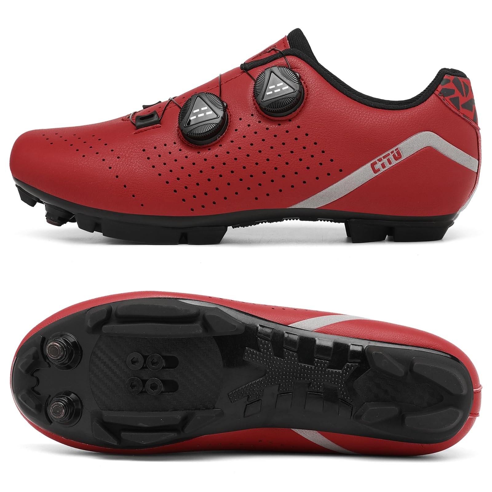 SDEQA Zapatilla de MTB Hombre, Zapatos Bicicleta de Montaña Exterior Compatibles con SPD Pedales de 2 Tornillos con Calas Antideslizantes y Resistentes Zapatillas Deportivas Ciclismo