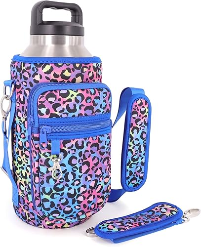 Miniatura 1 de AJLTPA Soporte para botella de agua de 32 onzas, 40 onzas, 64 onzas, funda cruzada aislada para botella de agua con correa acolchada y 2 bolsillos