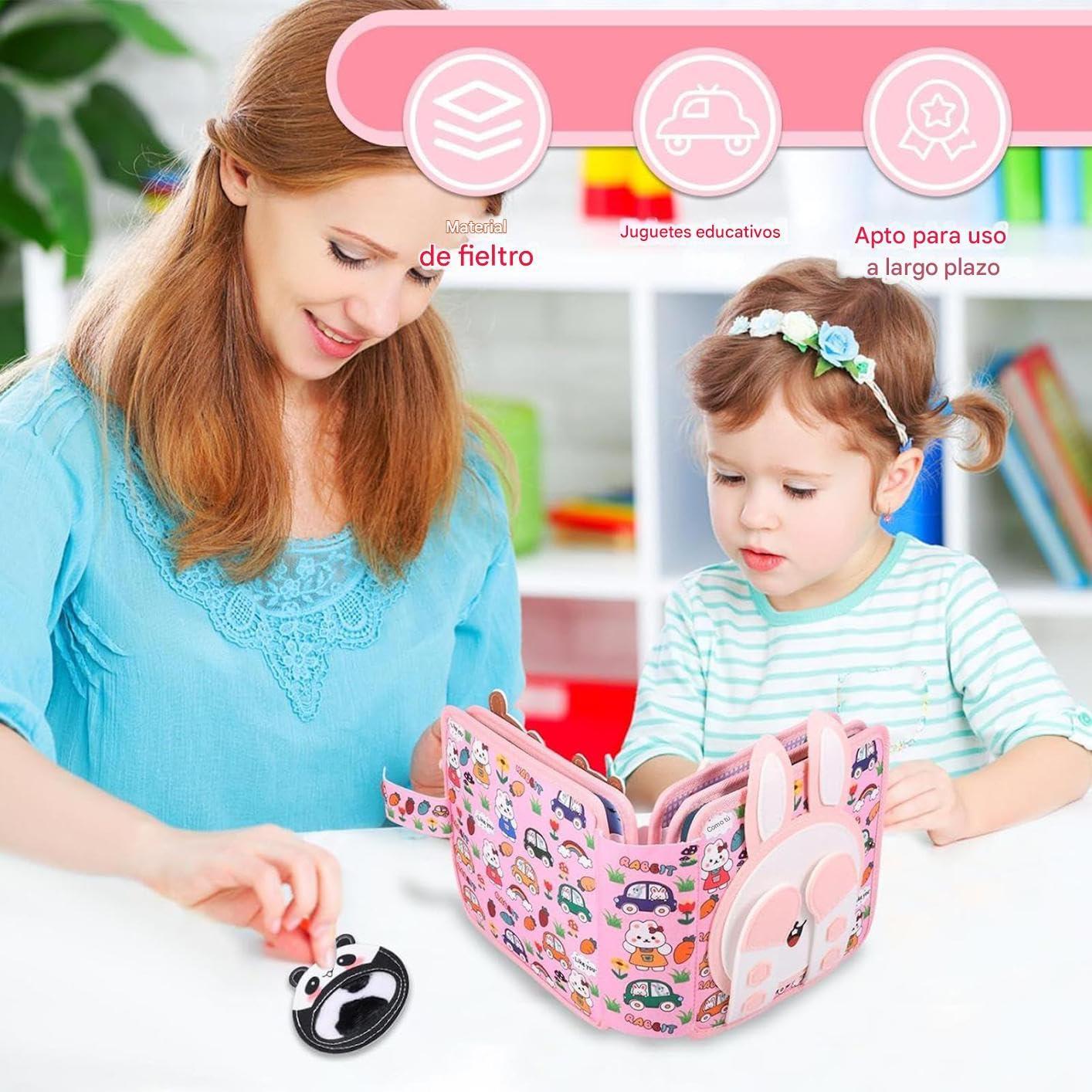 Genérico Ocupado para Viajes | Libro De Fieltro con Actividades De Desarrollo,Libro Interactivo para Juegos - para Bebés Niños Y Niñas En Interior Sala De Estar Dormitorio Viaje Hogar