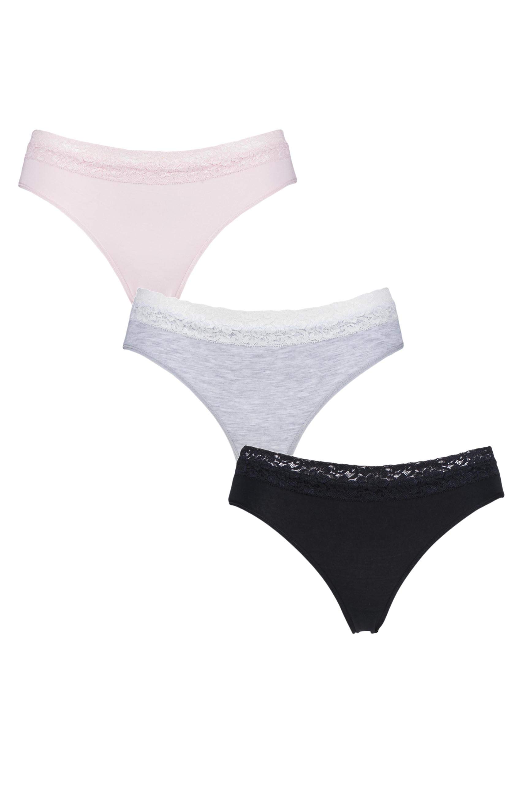 SockShop Lazy Panda Ladies' Bamboo Briefs Pack of 3 (Black/Grey/Pink, 18)