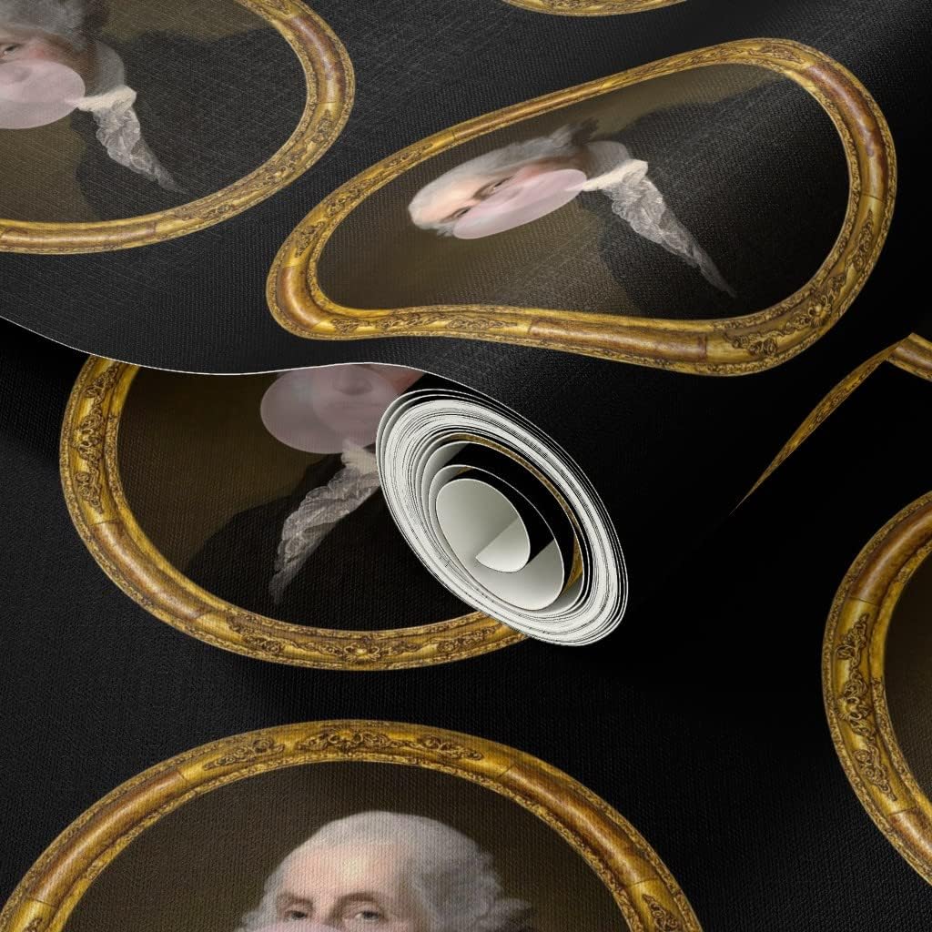 Peel & Stick Wallpaper 9ft x 2ft - George Washington Bubble Gum Funny Historical Library History Custom Removable Wallpaper by Spoonflower
