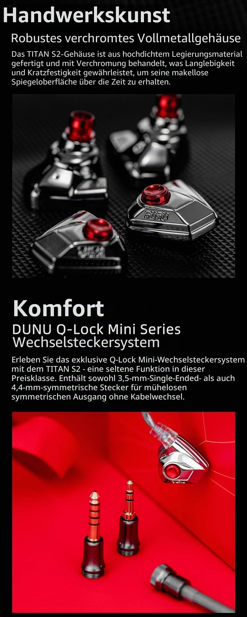 LEAUDIO DUNU Titan S2 Kopfhörer, Dual-Kammer, Dual-Magnetischer Schaltkreis, leistungsstarke, dynamische In-Ear-Kopfhörer, 0,78, 2-polig