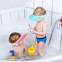 Vista 7 de Gorro de ducha de bebé, protección de silicona, suave y ajustable, gorra de baño para protector de cabeza, ojos y oídos, champú para niños pequeños
