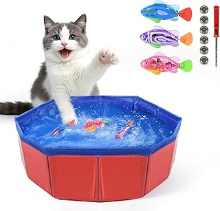Esoes Cat Pool with Fish, 3 LED Robo Fish Robot Water Toy Cat Electric Fish for Cats Water Pool for Small Cat product image