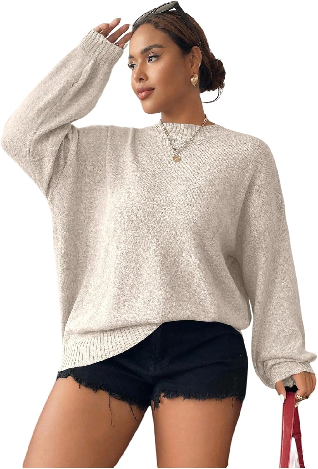 Women's Plus Size Sweaters Fall 2025 Long Sleeve Knit Crewneck Sweaters Jumper Tops Fall Outfits