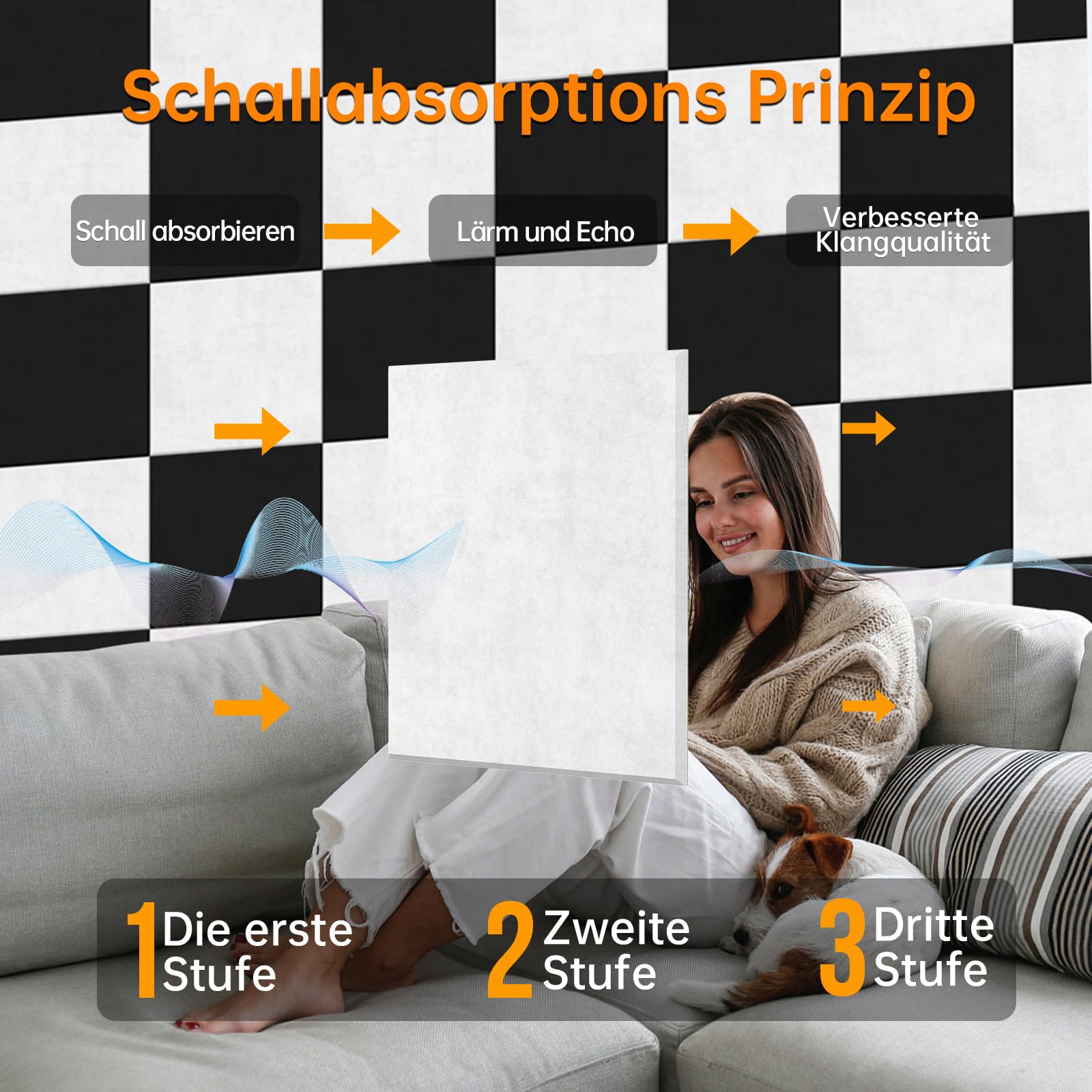 12 Stück Selbstklebend Akustikplatten,30x30x1 cm Akustik Absorber Akustikpanel Schallschutzplatten für Tonstudio,Büro,Studio,Akustische Behandlung und Wanddekoration（Weiß）