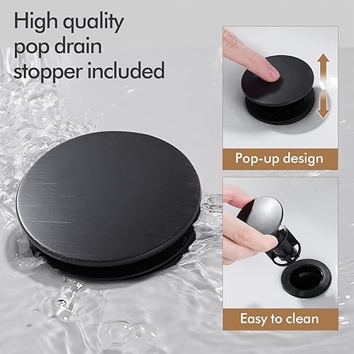 Miniatura 5 de Fransiton Grifo de lavabo alto de recipiente negro mate para lavabo de baño, grifo de baño alto de cascada de una sola manija, grifo de lavabo de 1