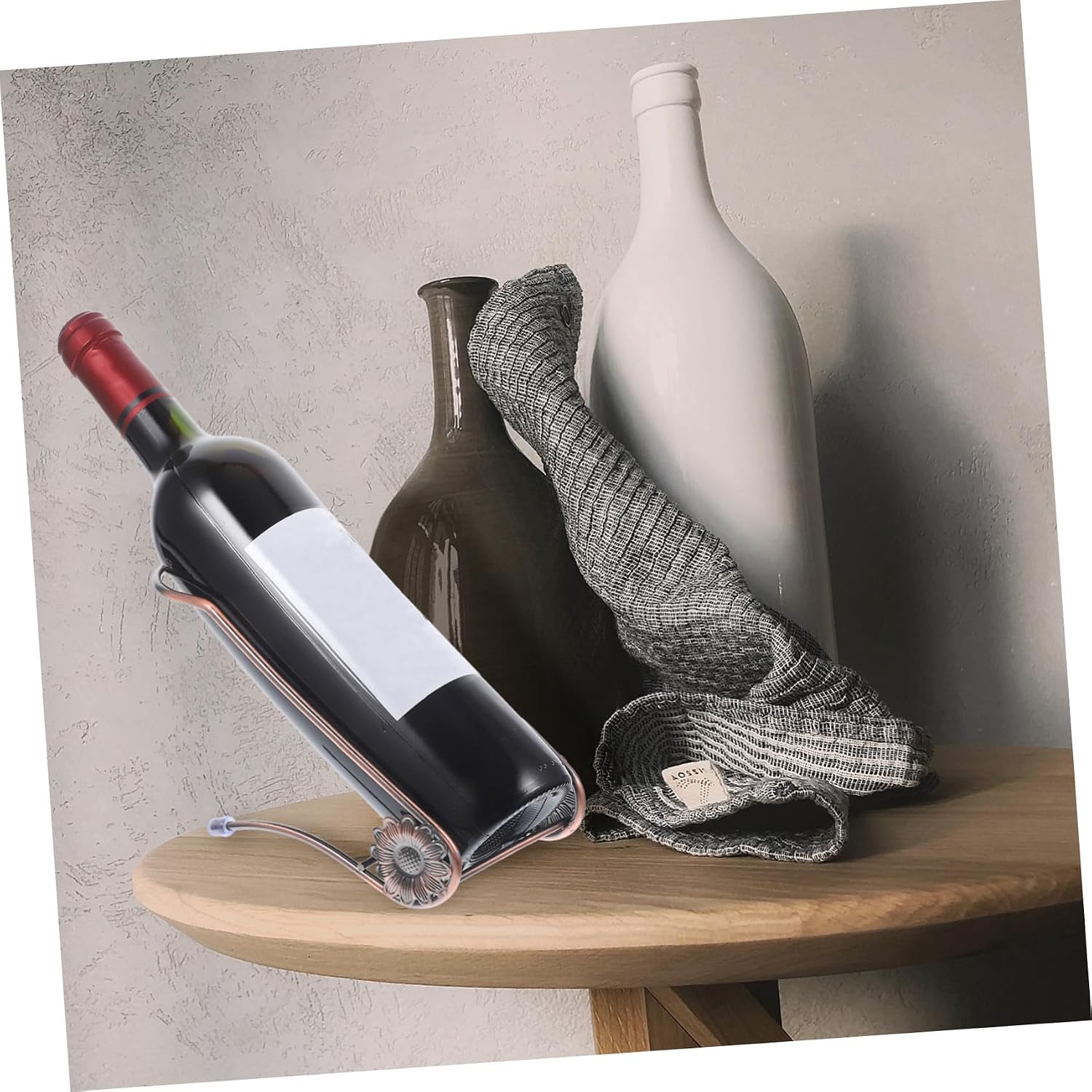 KICHOUSE Wine Rack Table Modern Design Metal Wine Bottle Holder for Home Cabinet