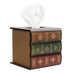 Crafted Classical Retro Wooden Antique Book Tissue Box Cover Square Tissue Holder Dispenser Paper Cover Case Napkin Holder
