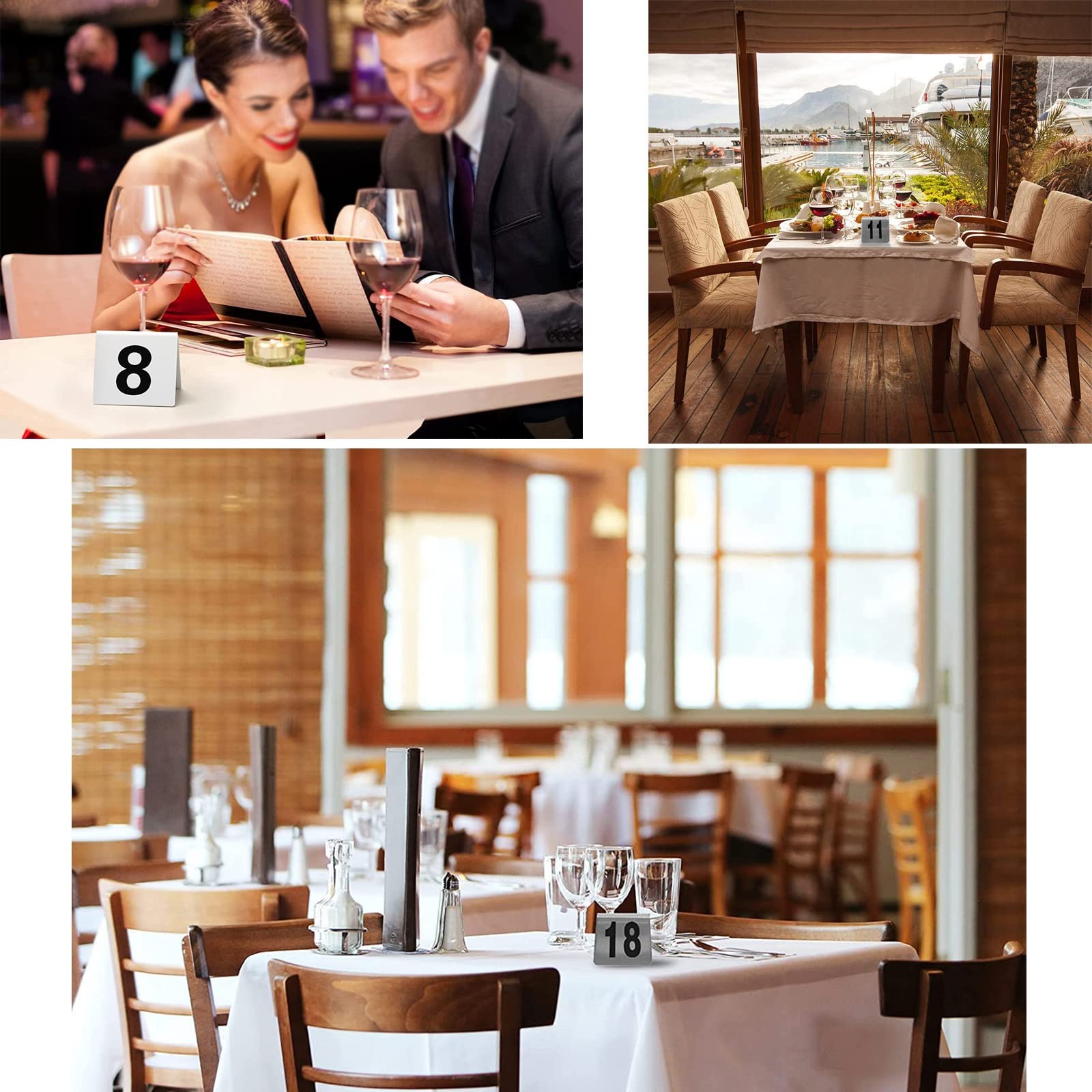 Soporte para números de Mesa para recepciones de Bodas, Carteles Digitales 1-50 1-100 Tarjetas de núrpa de Metal para restaurantes, Banquetes, cafeterías, bistrós, Resistentes e irrompibles.