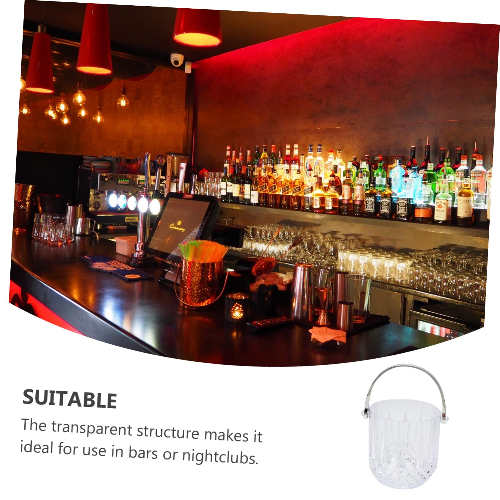 Generic Stylish Ice Container Crystal Design Ice Cooler Bucket Chiller for Home Bar Ice Holder Unique Handle