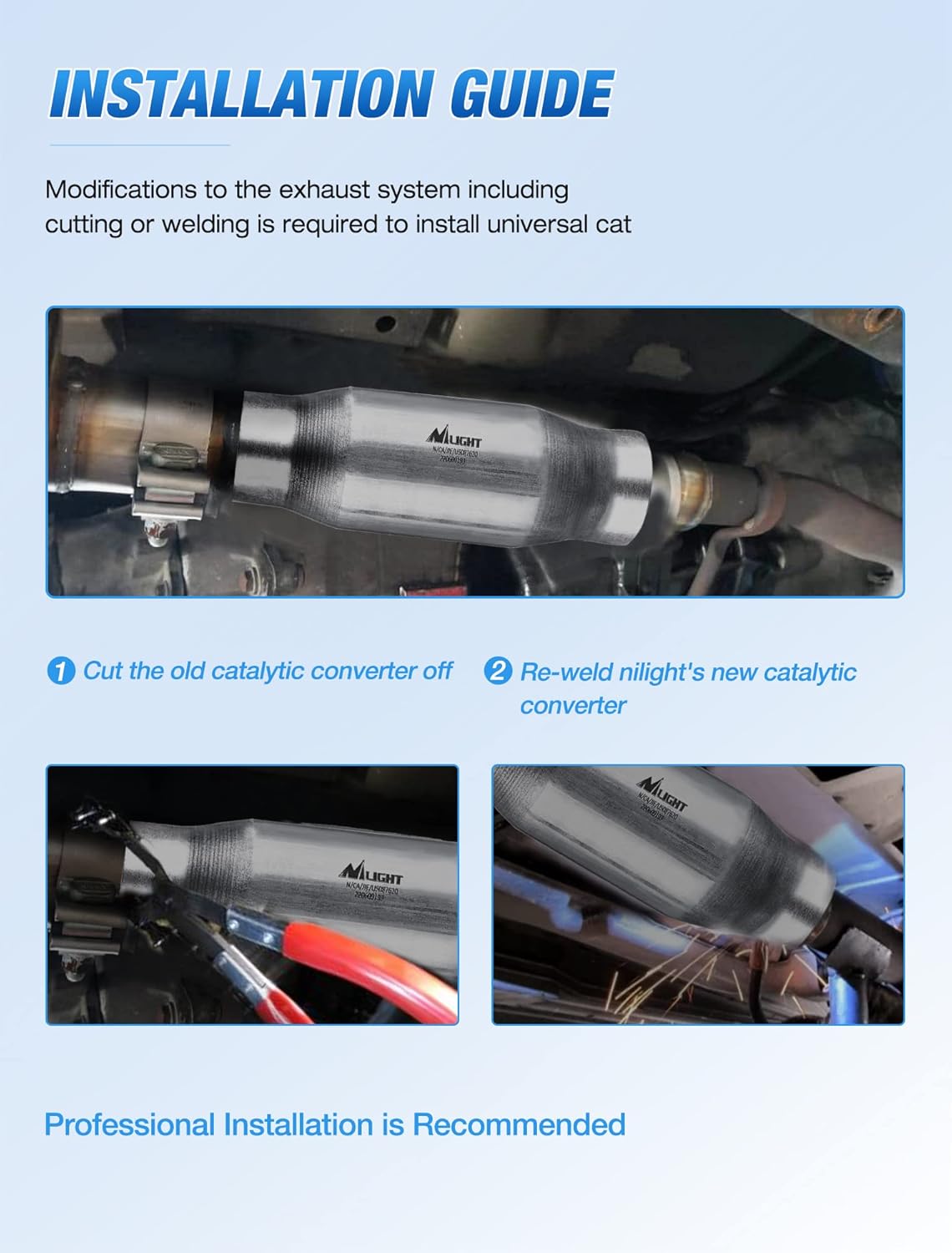 Nilight 3" Inlet/Outlet Catalytic Converter, 3 inches Universal Cat for Chevy Silverado 1500 2500 K1500 C1500 Express Suburban,GMC Sierra 1500 2500 Yukon Savana,Cadillac(EPA Standard)