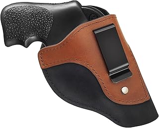 Genuine Leather 38 Special Revolver IWB Holster, Concealed Carry Inside Waistband Right Hand for 38 Snub Nose Revolvers-Taurus-Ruger LCR-S&W Bodyguard-j Frame