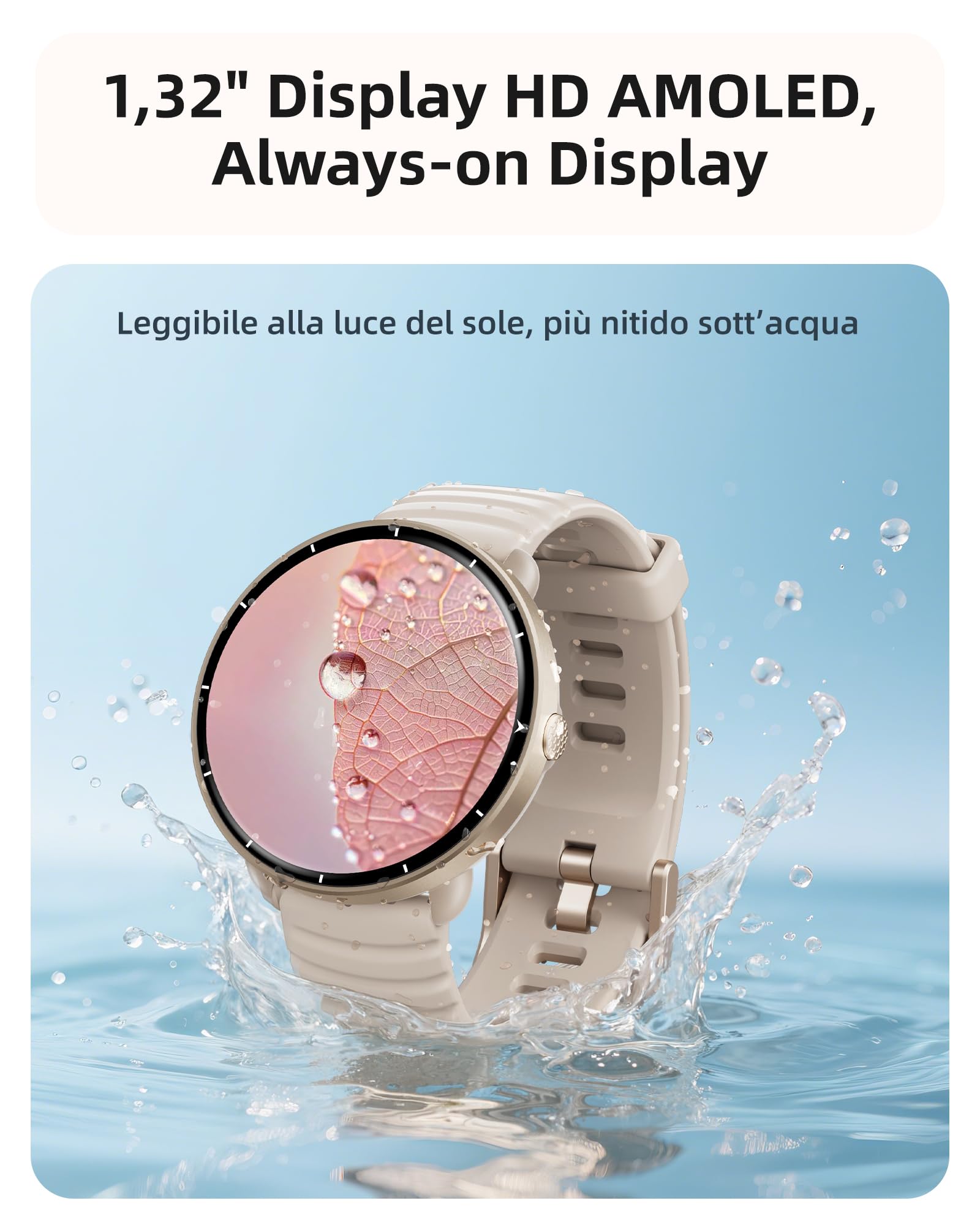 Parsonver Smartwatch Nuoto per Piscina/Acque Aperte, Orologio GPS Integrato | Orologio Smartwatch Uomo Donna con Display AMOLED, 100+ Sportive, Requenza Cardiaca Sott'acqua, Sonno