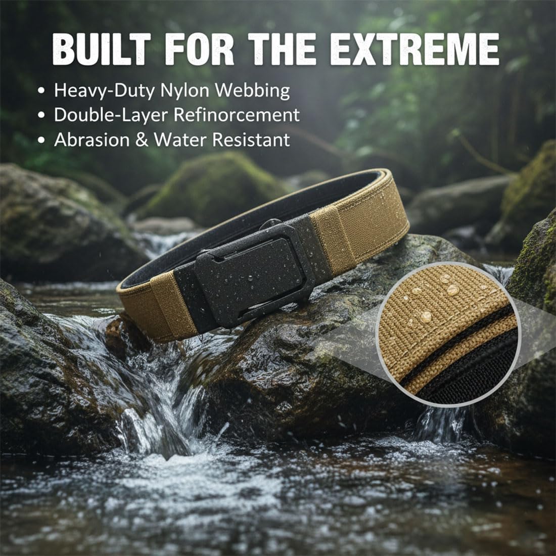 Upgraded Version Thickened Double-Layer Nylon Tactical Belt with Automatic Buckle, Heavy Duty Tactical Ratchet Belts