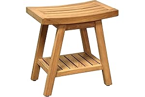 Seamless Serenity: Asta Saba Teak Bathroom Stool for Enhanced Comfort and Tranquility