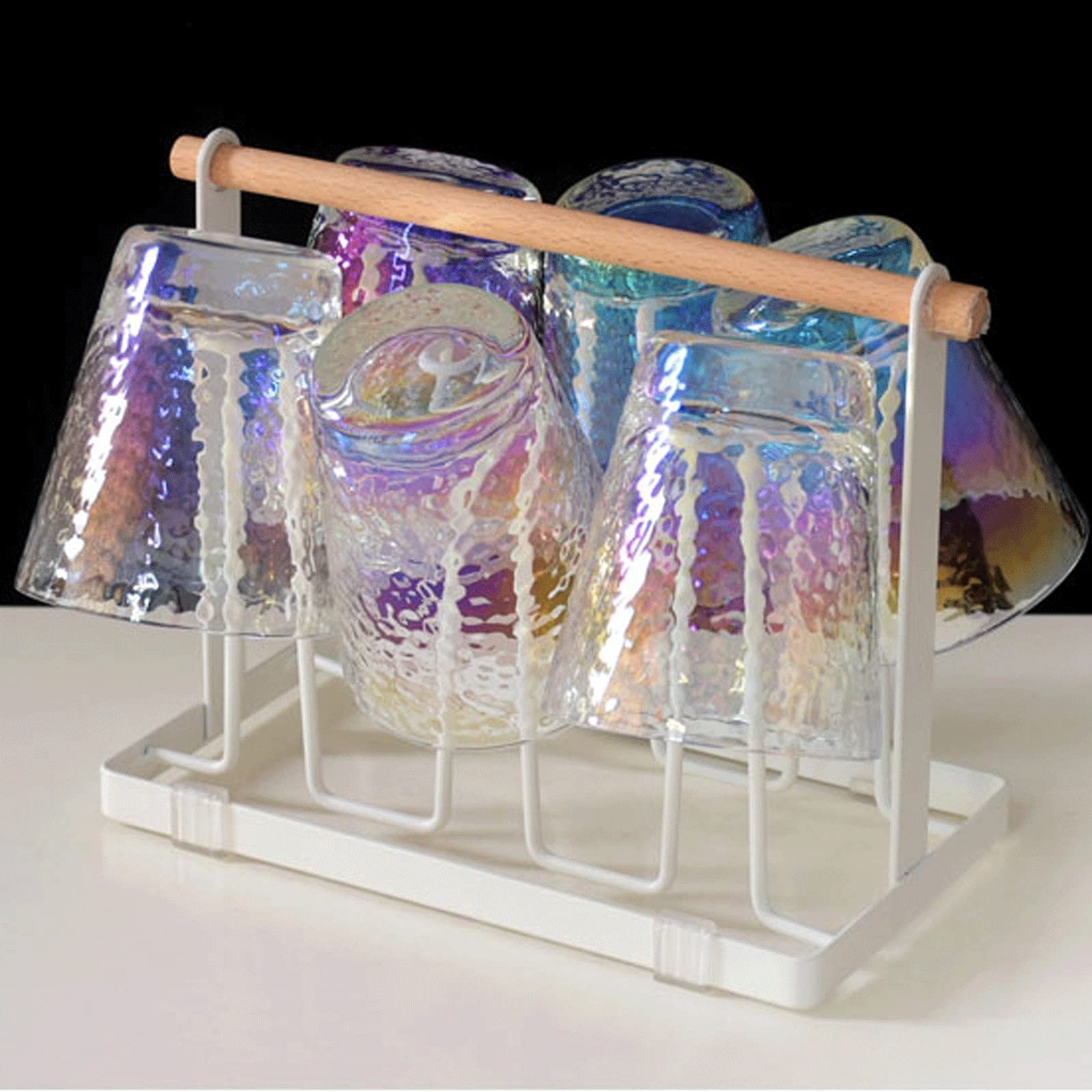 caihuashopping Wassergläser Hammerte Bunte Glasschalen Set von 6 8.7oz optional Bleifreies Getränk-Glaswaren-farbige Glas-Set Trinkglas