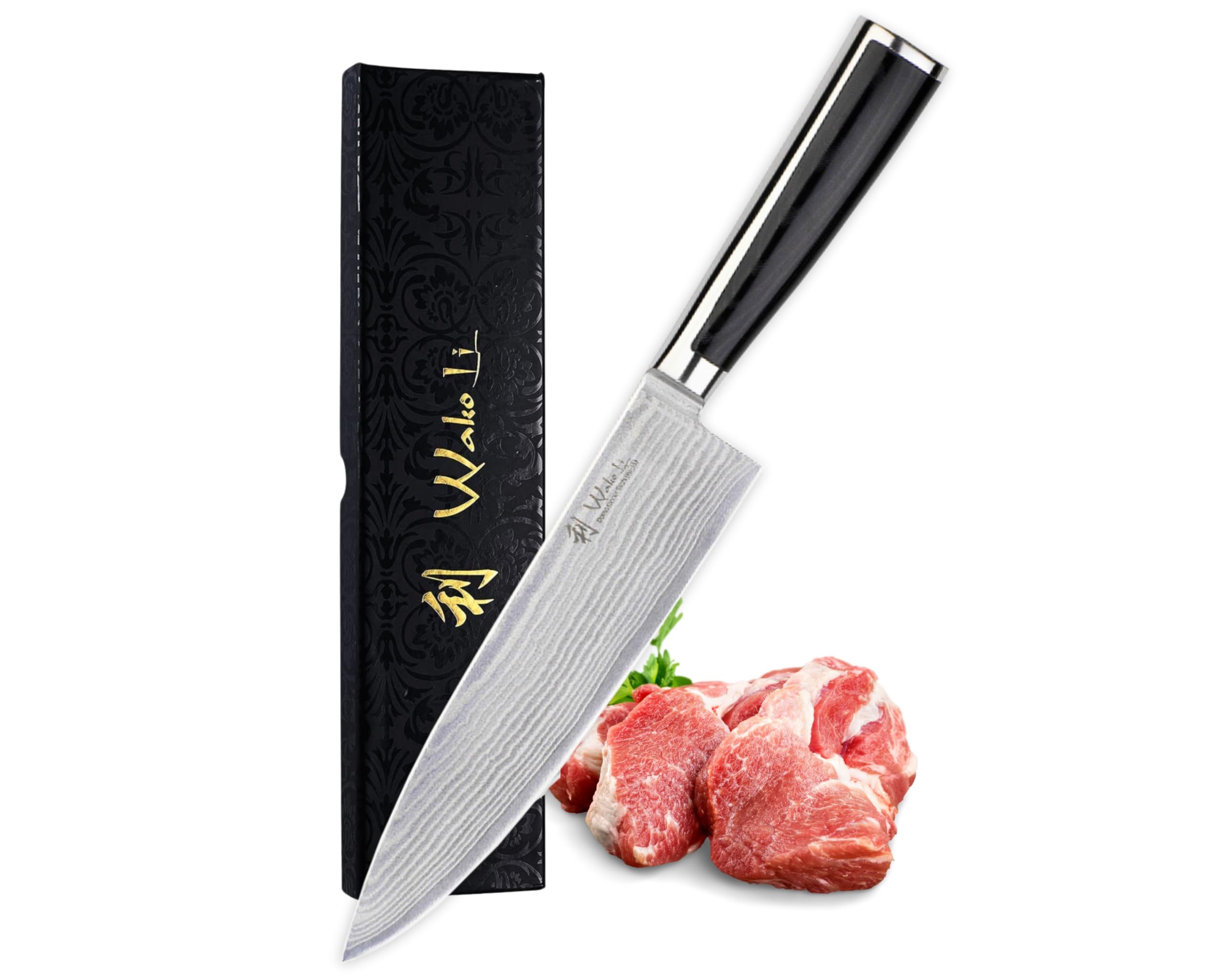 Wakoli Damask Knife Chef's Knife, Japanese Damask Steel Vg-10, Migan