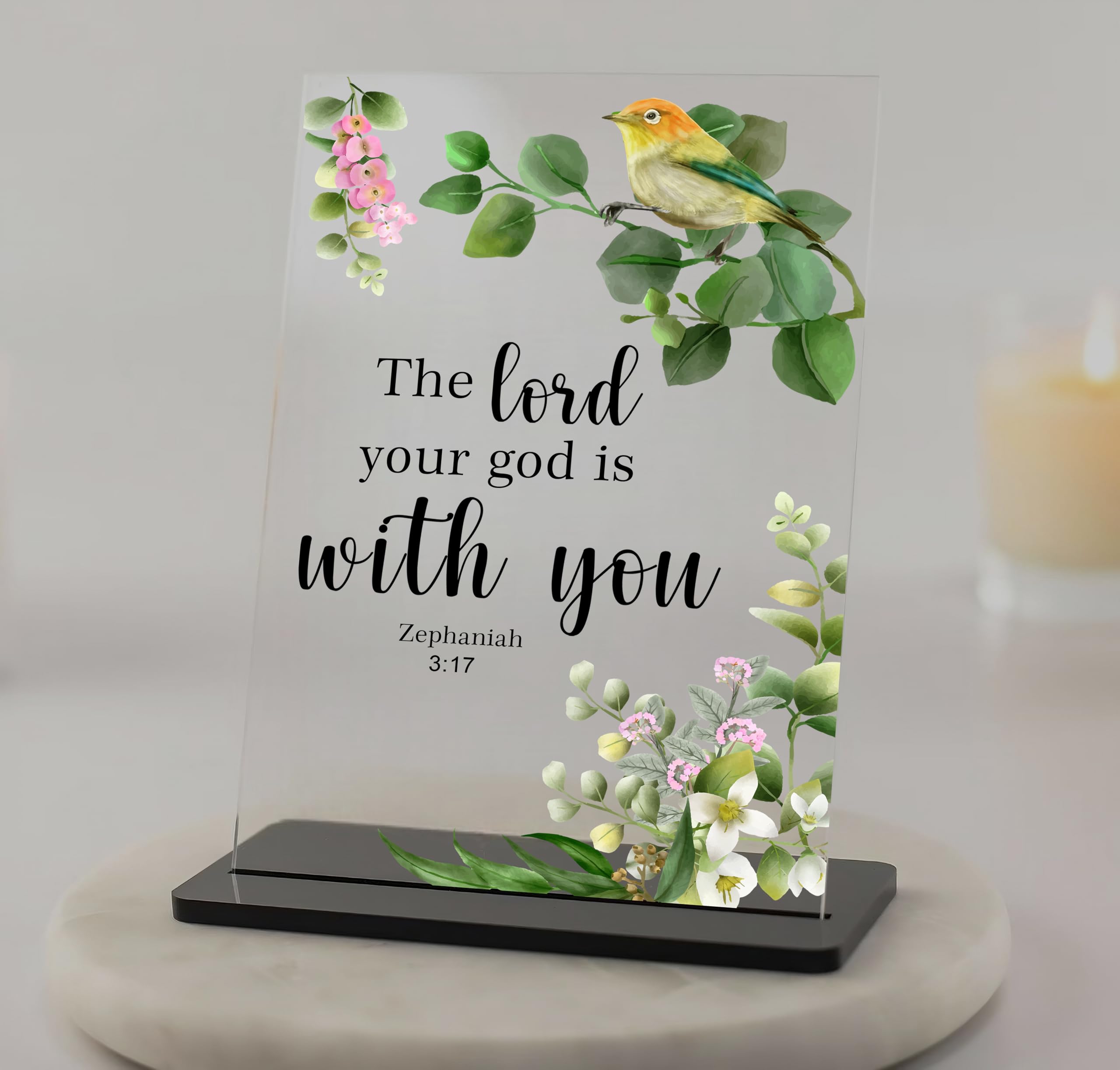 DECOCRU Inspirational Quotes Table Top | "For Anything Will Be Impossible with God" | Bible Verse | Gifts for Women, Men, Coworkers, Friends | Home, Office, Desk Decor (6x8 Inches) (D-04)-image-49