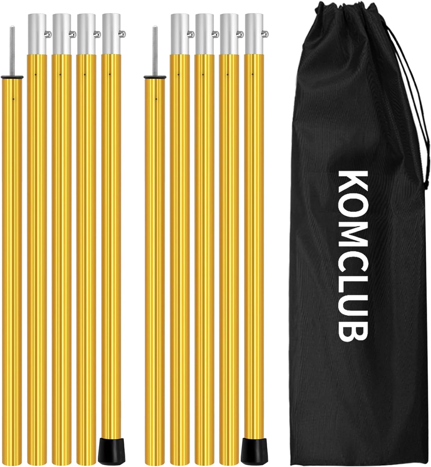 KOMCLUB Zeltstangen Tarpstangen -Teleskopstangen aus Aluminium für Zeltfliegen Tarps, Leichte, Einstellbare Ersatz-Zeltstangen Outdoor-Sport-Camping 1.9m
