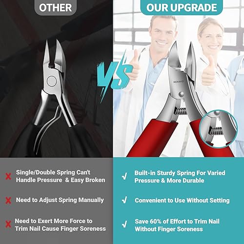 Miniatura 2 de Cortaúñas para uñas encarnadas y gruesas, resistente para quitar uñas laterales encarnadas con cuchillas afiladas en ángulo, herramienta de pedicura
