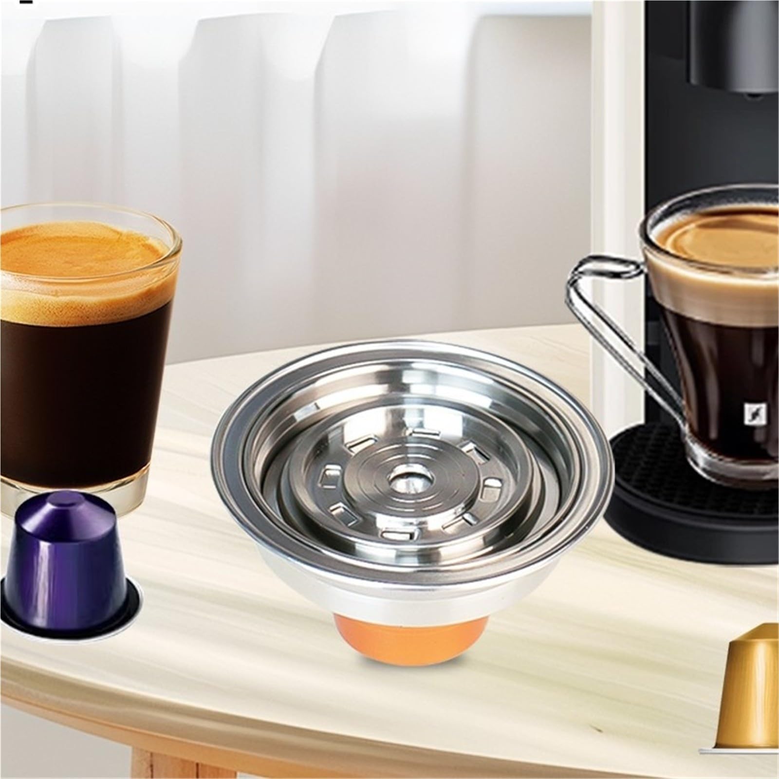 Convertitore Per Capsule Di Caffè Riutilizzabili In Acciaio Inossidabile, Convertitore Her Con 4 Adesivi Per Capsule, Adattatore Per Accessori Per Macchina Da Caffè