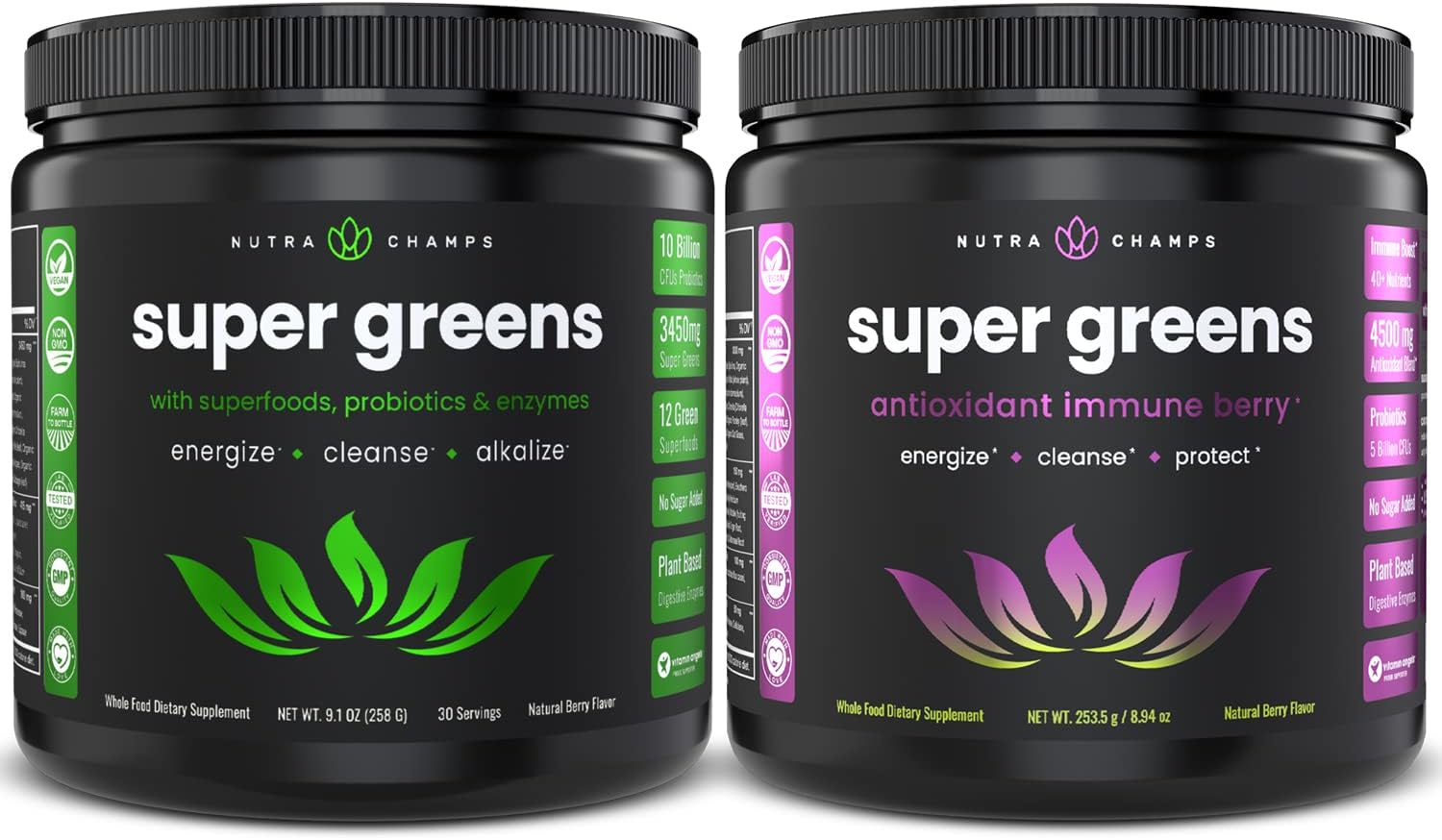 NutraChamps Super Greens Powder and Super Greens Antioxidant Powder Bundle