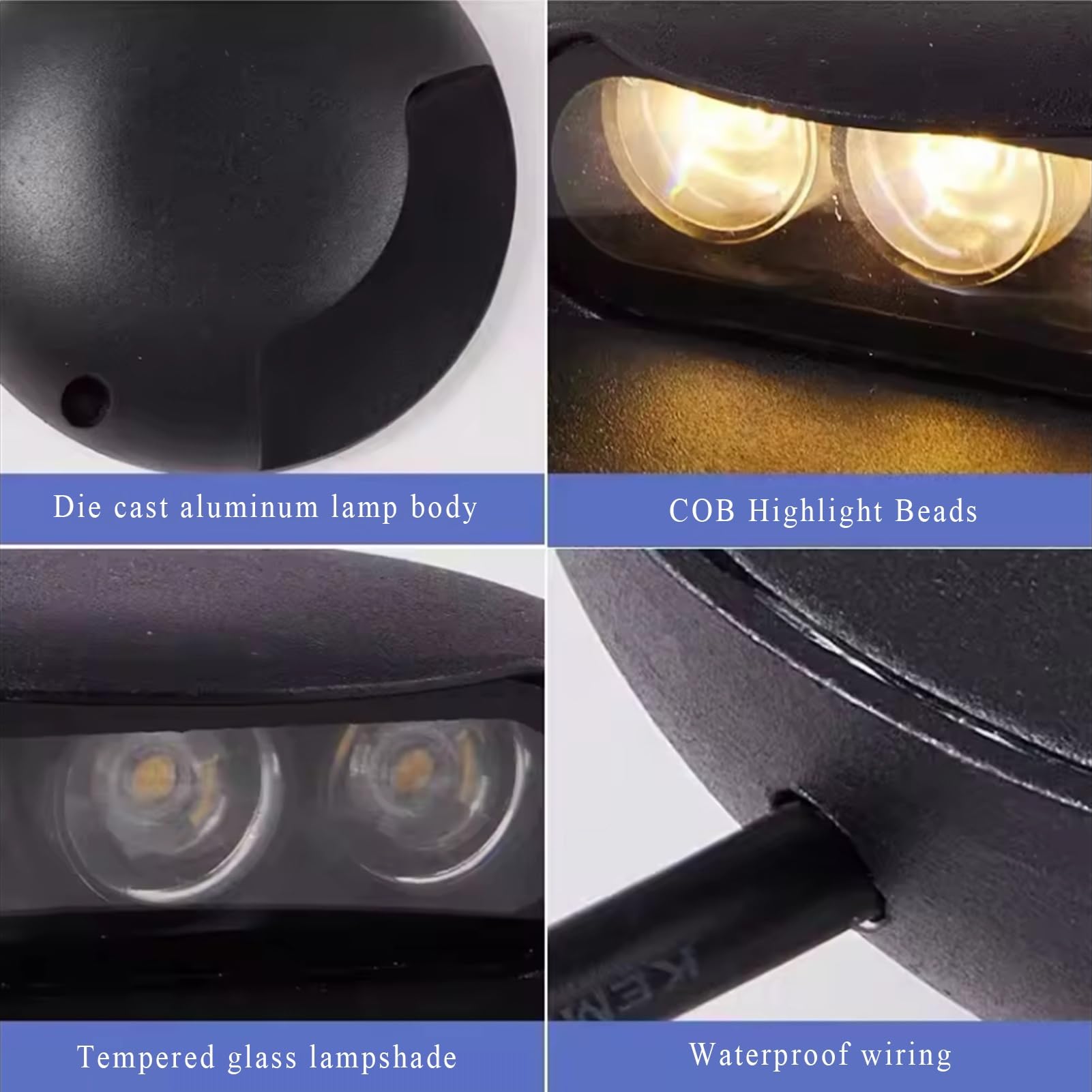 Luci A LED per Gradini, 1 Luce Laterale, Luce per Terrazza, Ip66 Impermeabile, Bassa Tensione AC/Dc 12/24V, Luci Sotterranee per Vialetto, Terrazza, Recinzione, Port,Blue-4W-AC24V