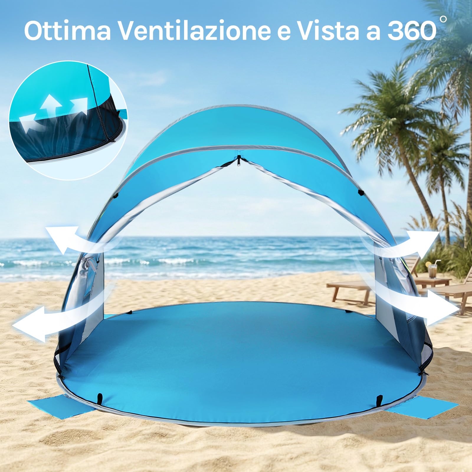 WolfWise Tenda Pop up Istantaneo, Spiaggia UPF 50+, Tenda Automatica Portabile Riparo dal Sole per Famiglia/Pesca/Trekking/Picnic