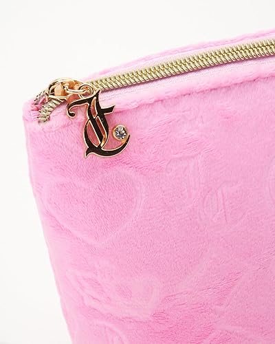 Miniatura 4 de Juicy Couture Bolsa de maquillaje Cosméticos Organizador de viaje Essentials Zip Top Cuña Terciopelo Corazón Corona, Rosado, Tamaño único, Cuña