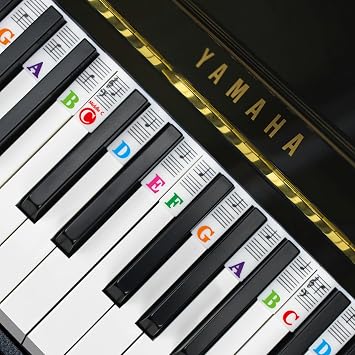Piano Notes Guides for Beginners, Azymi Removable Keyboard Note Labels for 88/76/ 61/54/ 49/37 Keys Reusable Silicone Strips Black Larger Bold Letter for Kids