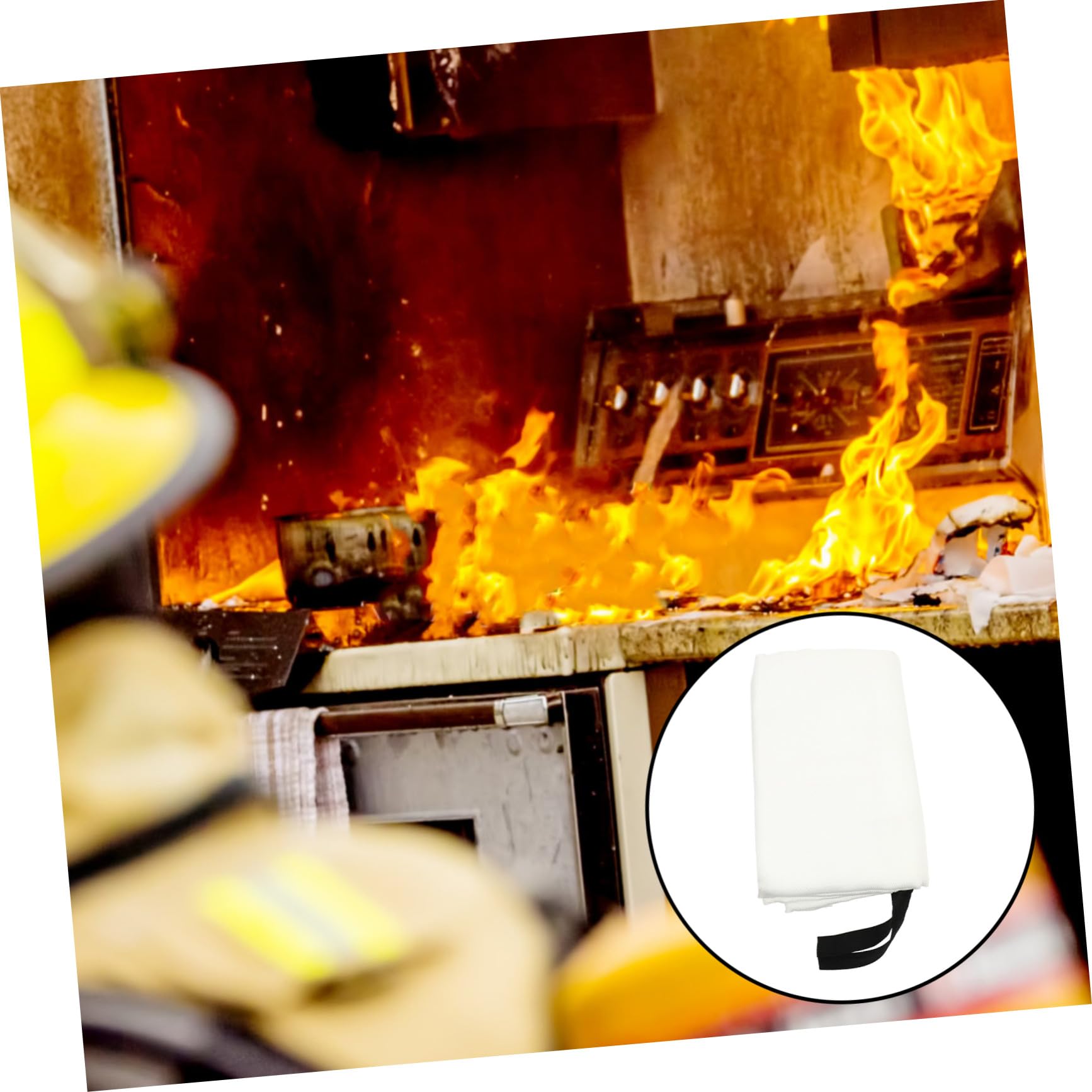 NOLITOY Manta Ignífuga de Emergencia Resistente a Altas Temperaturas Fibra y Correa Reforzada para Camping y Chimenea