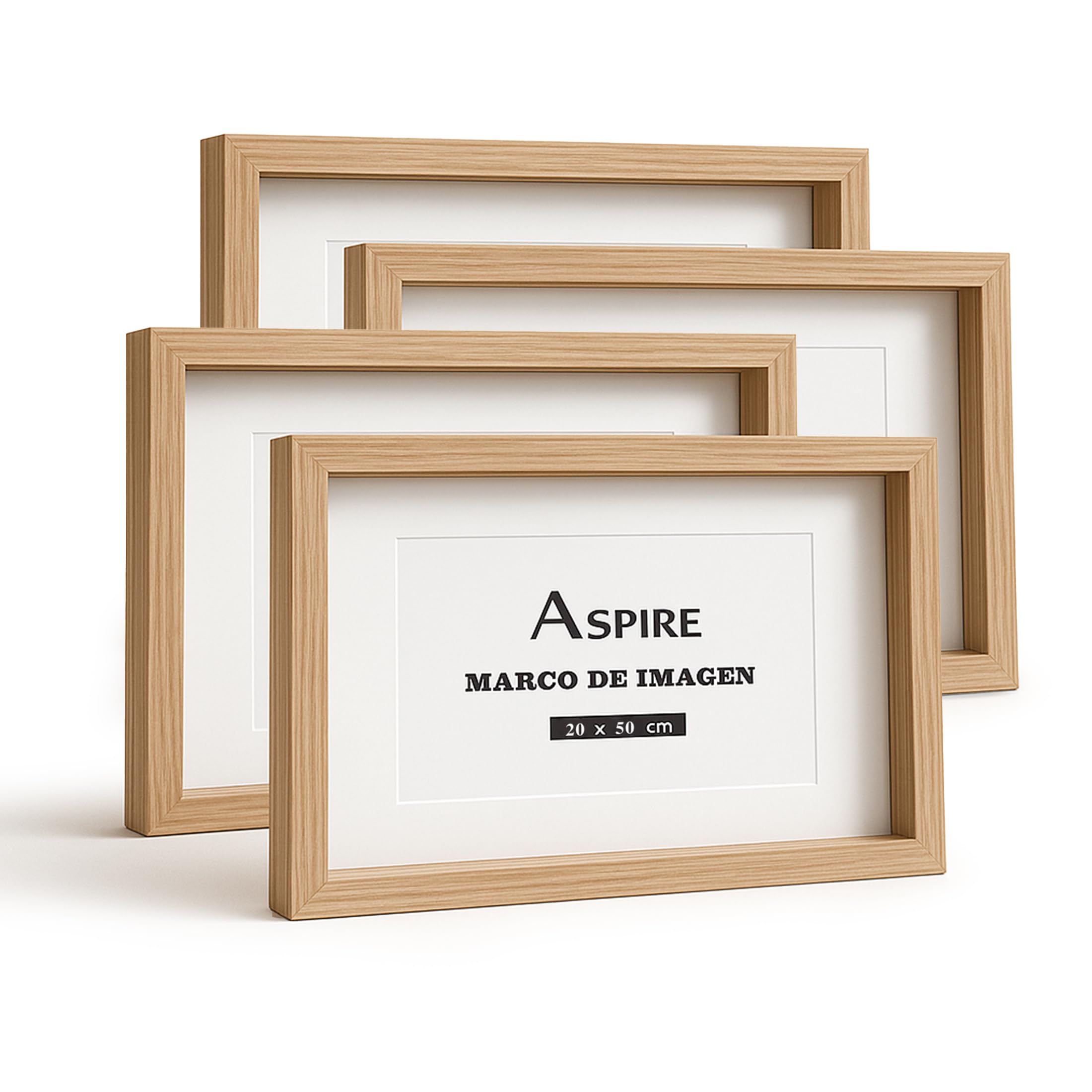 SHANN Park 4 Portafoto Madera 20x50cm， Marco para foto de Madera, Marco para pared，Marco Decorativo Blanco Cuadrada