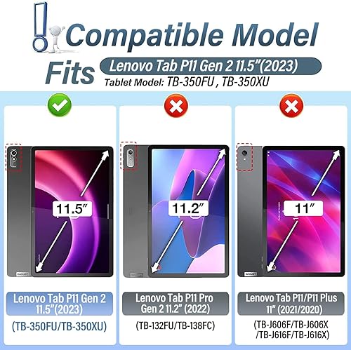 Miniatura 2 de Funda de teclado retroiluminado con panel táctil para Lenovo Tab P11 2ª generación de 11.5 pulgadas (TB350FU / TB350XU) 2023, teclado inalámbrico