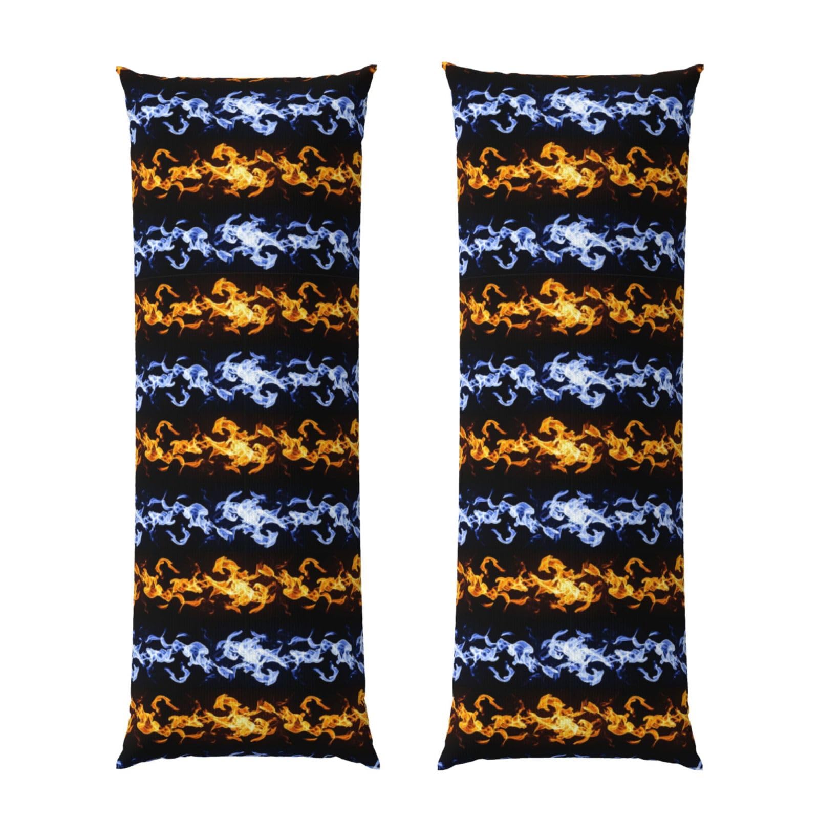 Long Pillowcase 20x60 Red and Blue Fire Black, Body Pillow Cover with Hidden Zipper, Premium Quality Velvet, Breathable Rectangular Case for Bed Couch