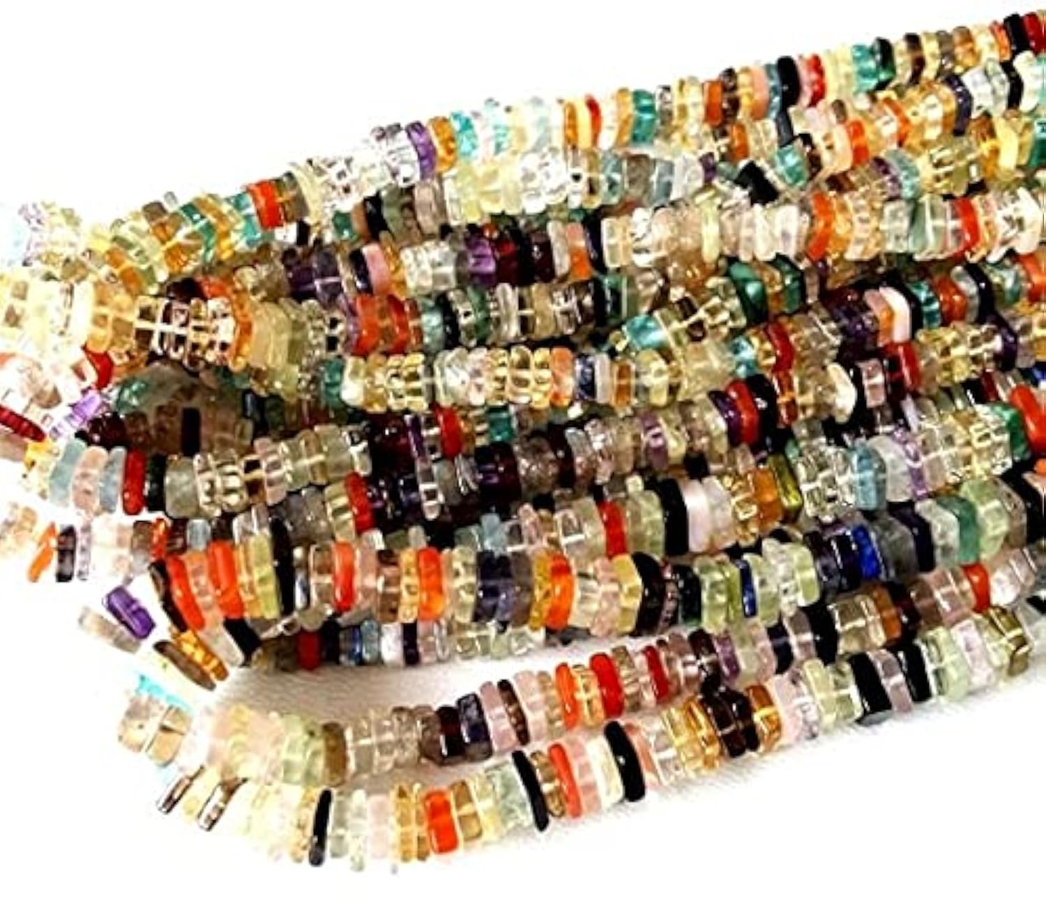 Perles Heishi en pierres naturelles multicolores carrées de 4 mm 6 mm pour bijoux DIY [E2146]