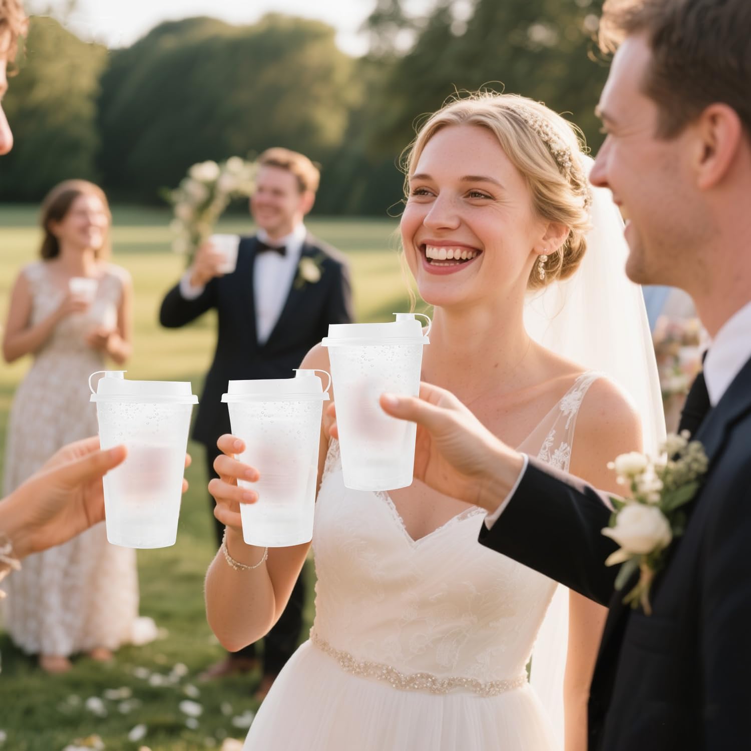 100 Set Frosted Plastic Cups with Lids Clear Disposable Drinking Cups for Wedding Reception Stadium Bulk Cups,16oz