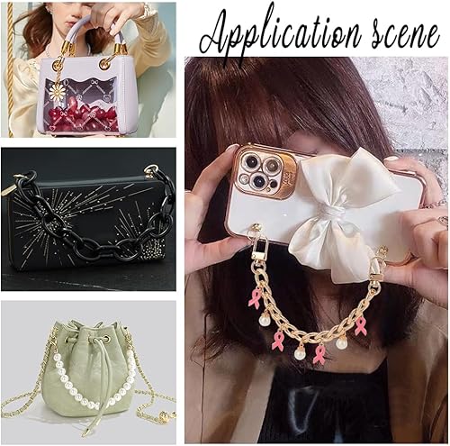 Miniatura 6 de PH PandaHall Correa de cadena de repuesto para bolso de mano, Lazo rosado