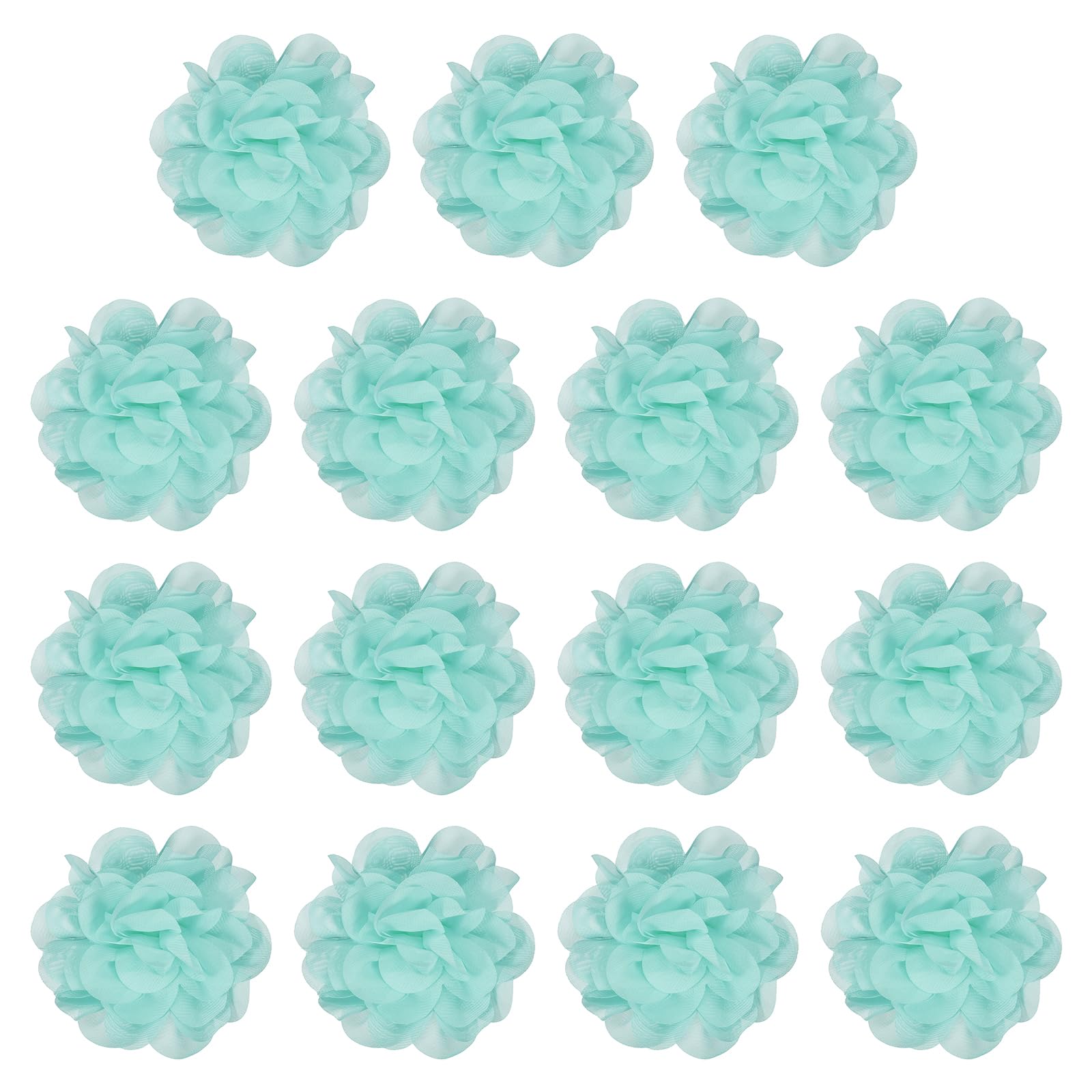 YELARXI Chiffon Flowers, Sewing Fabric Appliques, Chiffon Flowers Appliques - Fitting for (Women/DIY Crafts/Headbands/Hair Accessories/Wedding/Party/Corsage) 4 Inch & 15 Pack & Mint Green