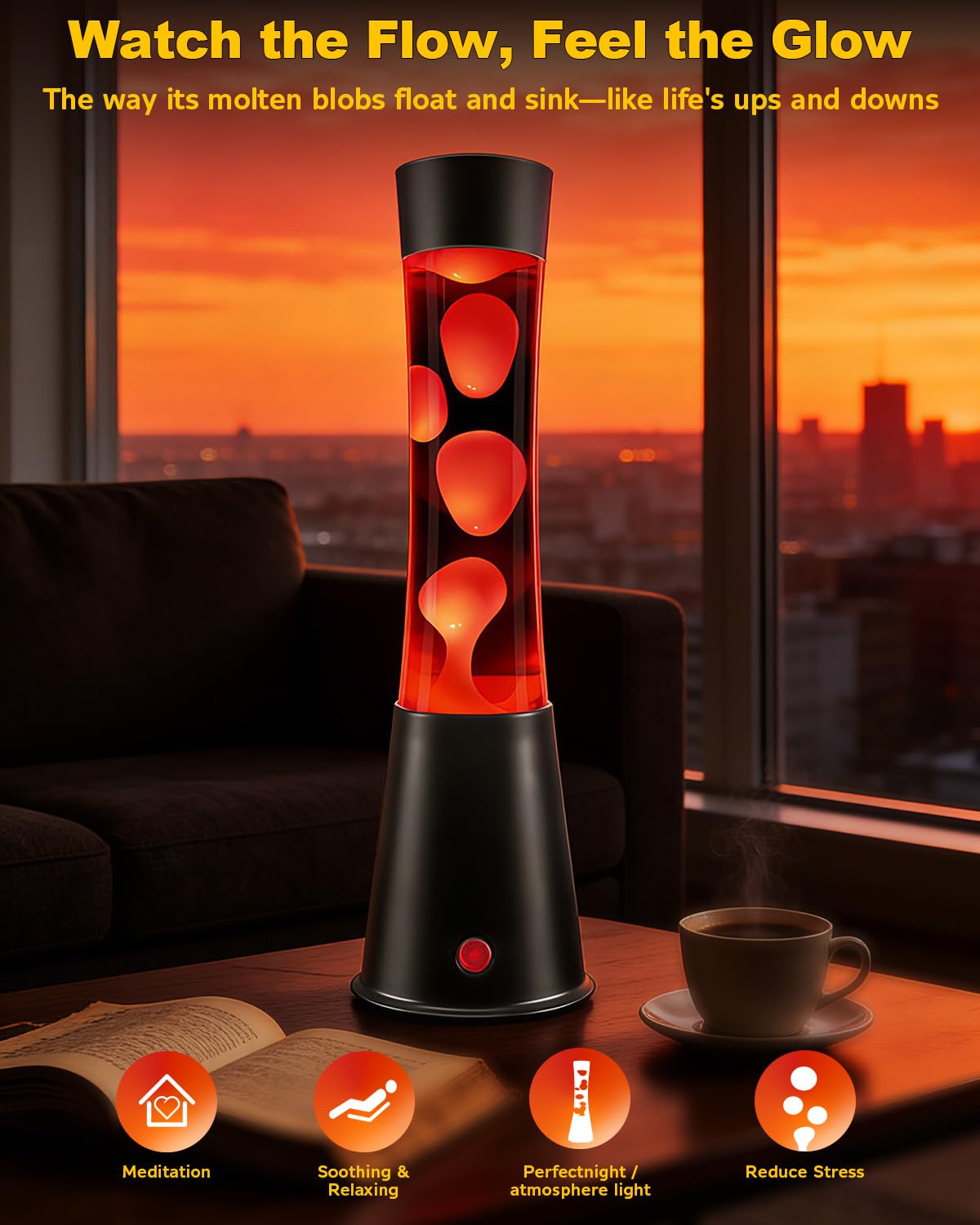 AONESY Große Lavalampen mit Fernbedienung 15.5 inch LED 17 Farbwechsel Timer