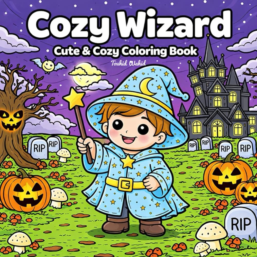Cozy Wizard: Cute & Cozy Coloring Book: A Cute & Cozy Coloring Book for Kids: Coloring Book for kids and adults Featuring Little cozy Wizard Friends ... for Relaxation (Cute & Easy Coloring)