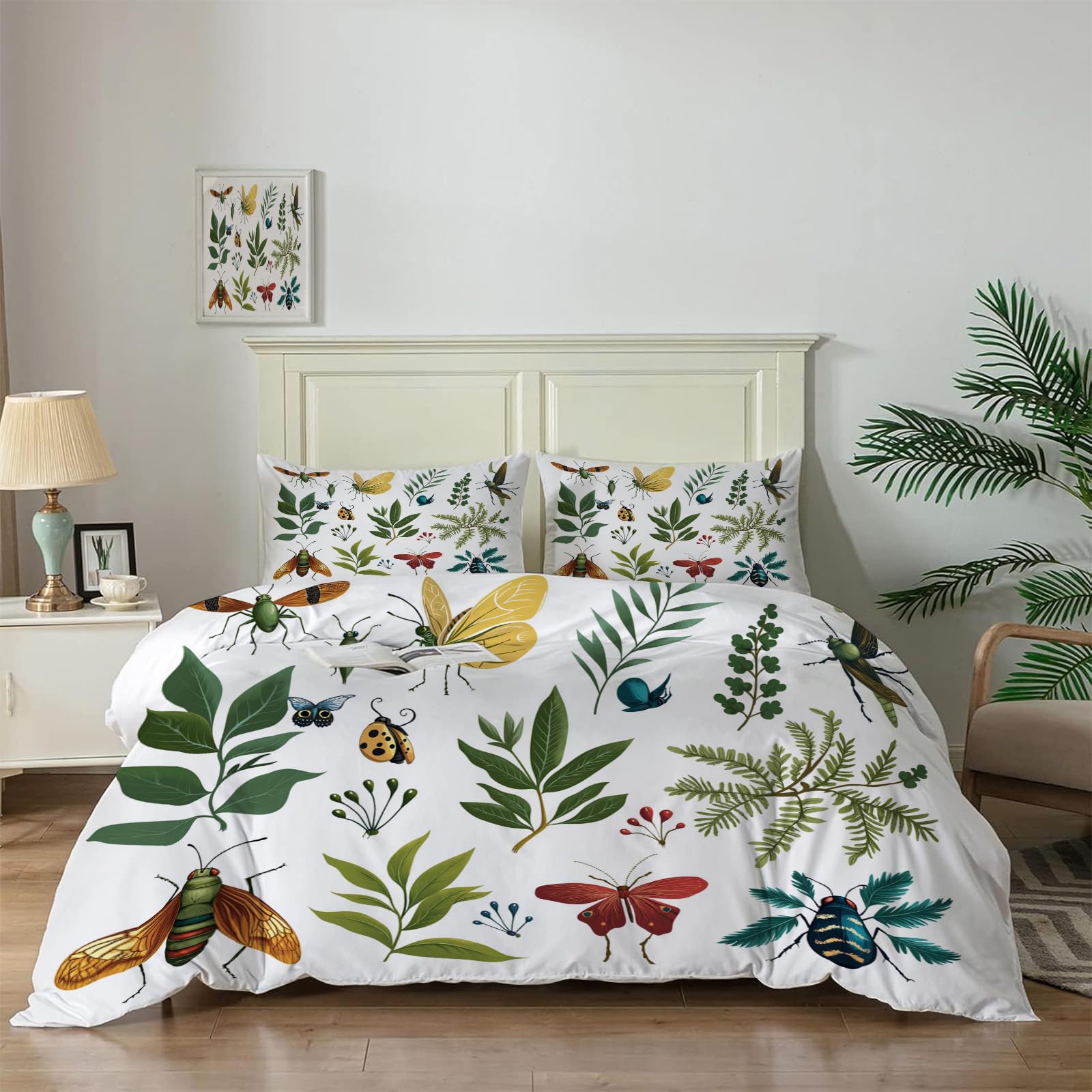 Housse de couette papillon libellule et nature sauvage pour parure de lit chic