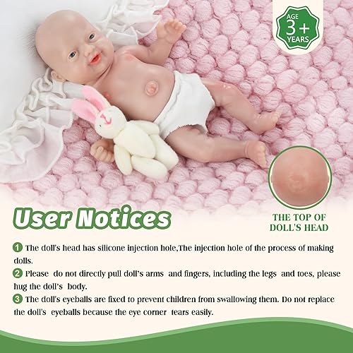 Miniatura 2 de Vollence Muñeca de bebé Reborn de 7 pulgadas, muñeca de silicona para niño, mini muñecas realistas de bebé recién nacido de silicona para alivio del